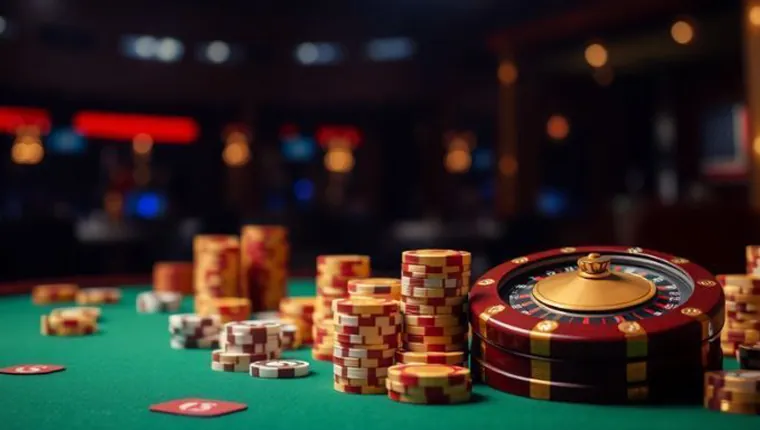 Online Blackjack table with a dealer and player hands